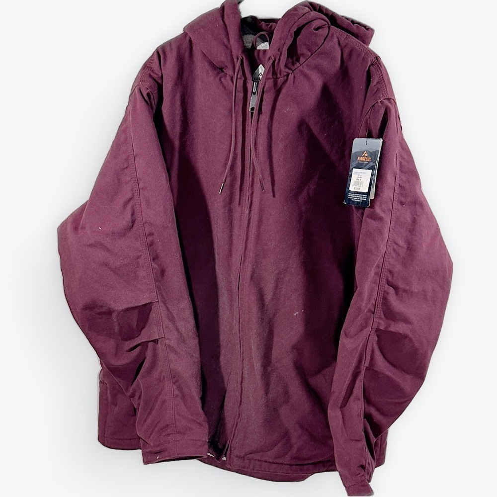 NWT Ridgecut Toughwear Burgundy Hooded Sherpa Insulated Barn Work Jacket 3X